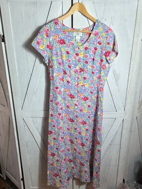 Chadwick's Floral Button Front Maxi Dress Size 10